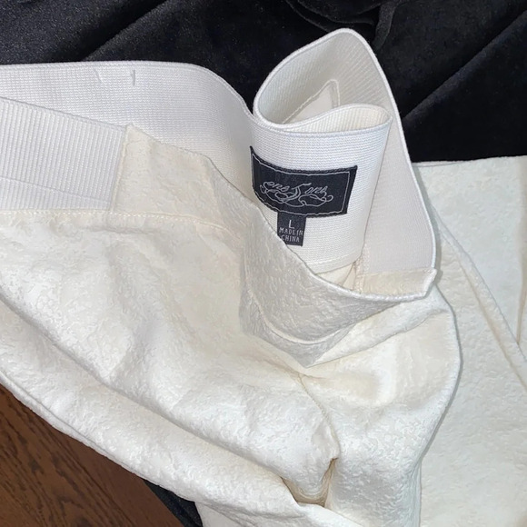 One 5 One white textured ankle cropped Elastic waisted pants Sz L - Picture 12 of 16